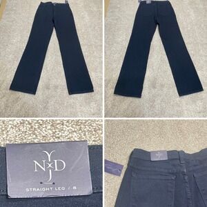 NYDJ womens straight leg jeans sz 8 high rise dark wash stretch new with tag